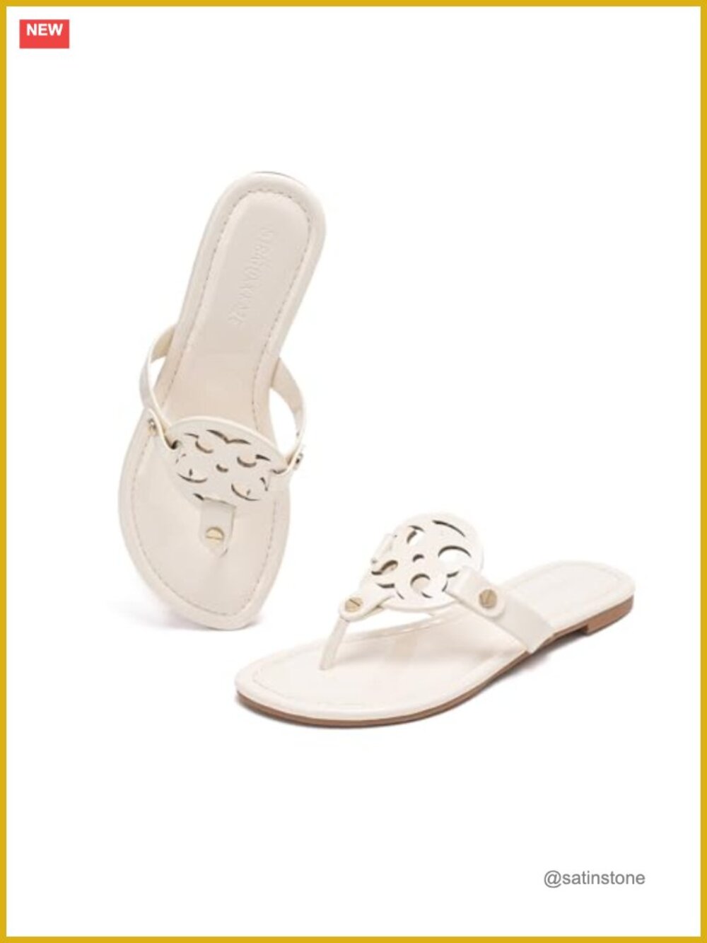 Women's Faux Patent Leather Thong Slide Sandals Comfy Non-Slip Flip Flops